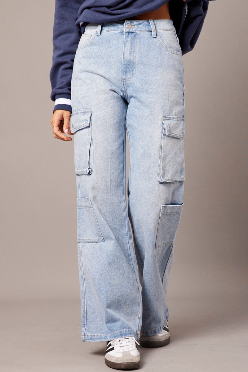 Denim Cargo Jean Mid Rise