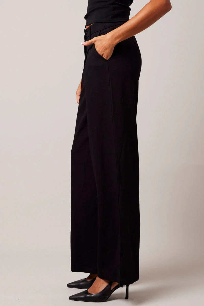 Black Wide Leg Pants High Rise