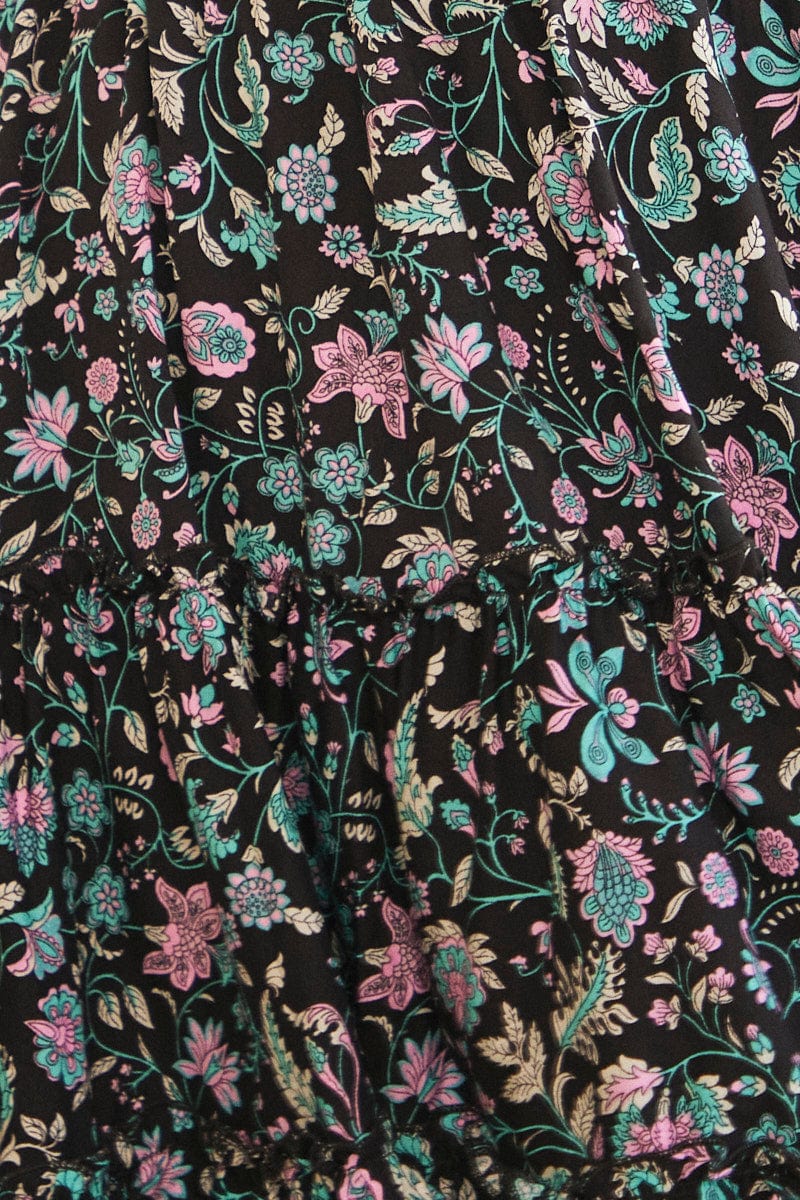 Black Mini Dress Fit & Flare Short Sleeve V-Neck