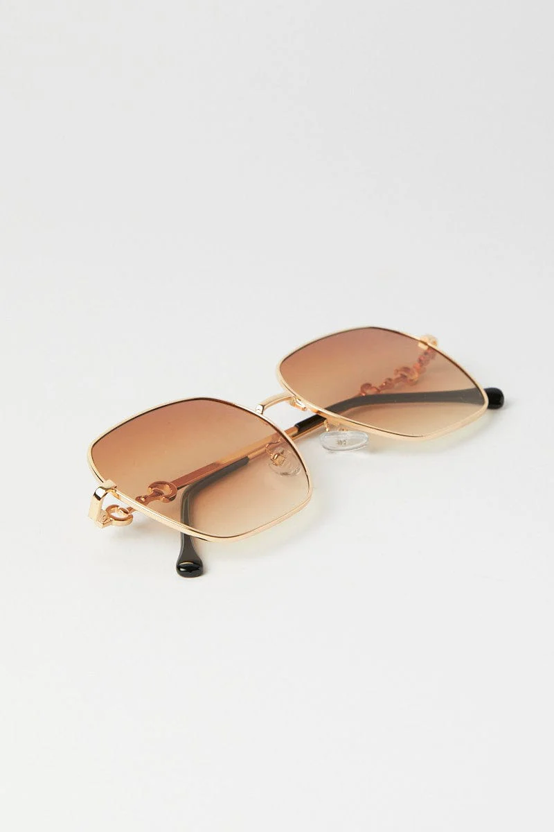Brown Metal Frame Sunglasses