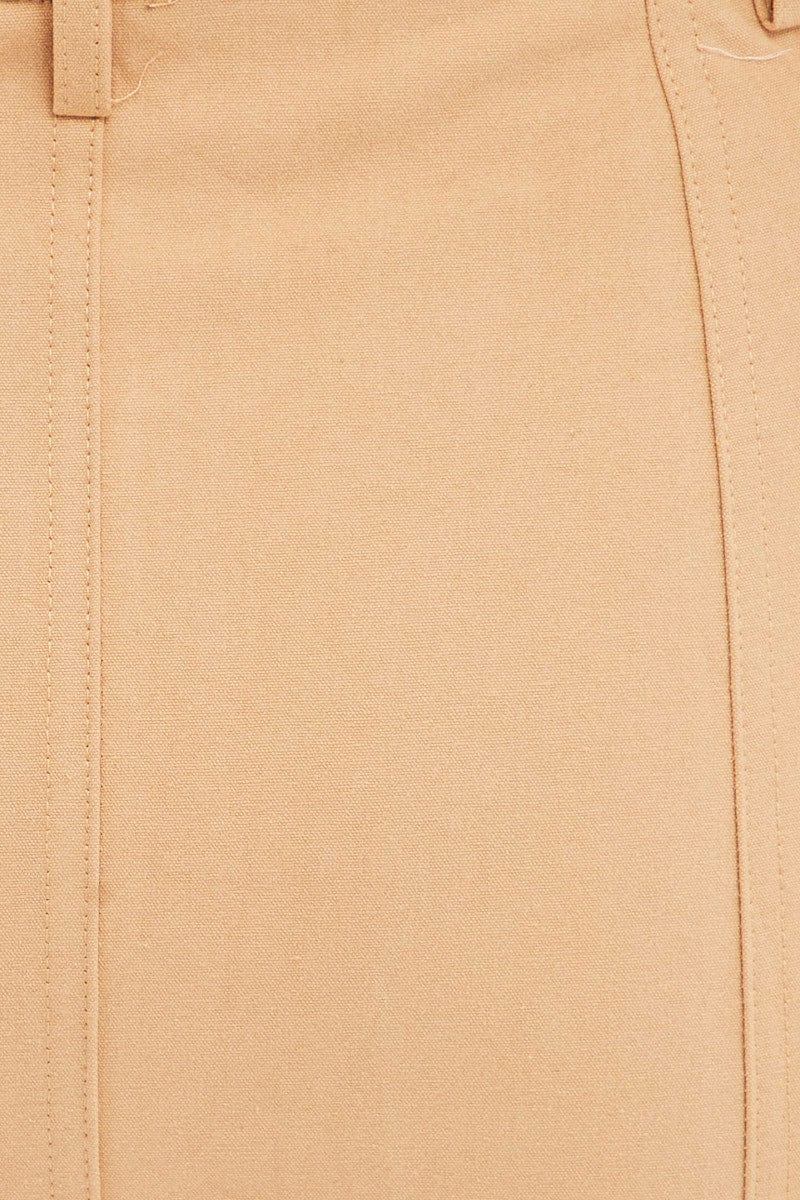 Beige Cargo Skirt Mini Mid Rise