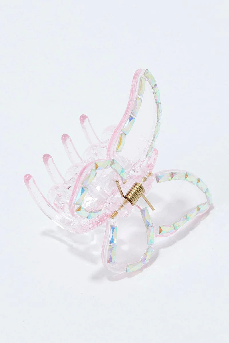 Pink Butterfly Claw Clip