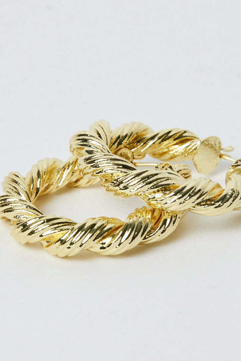 Gold Twist Hoop Earrings