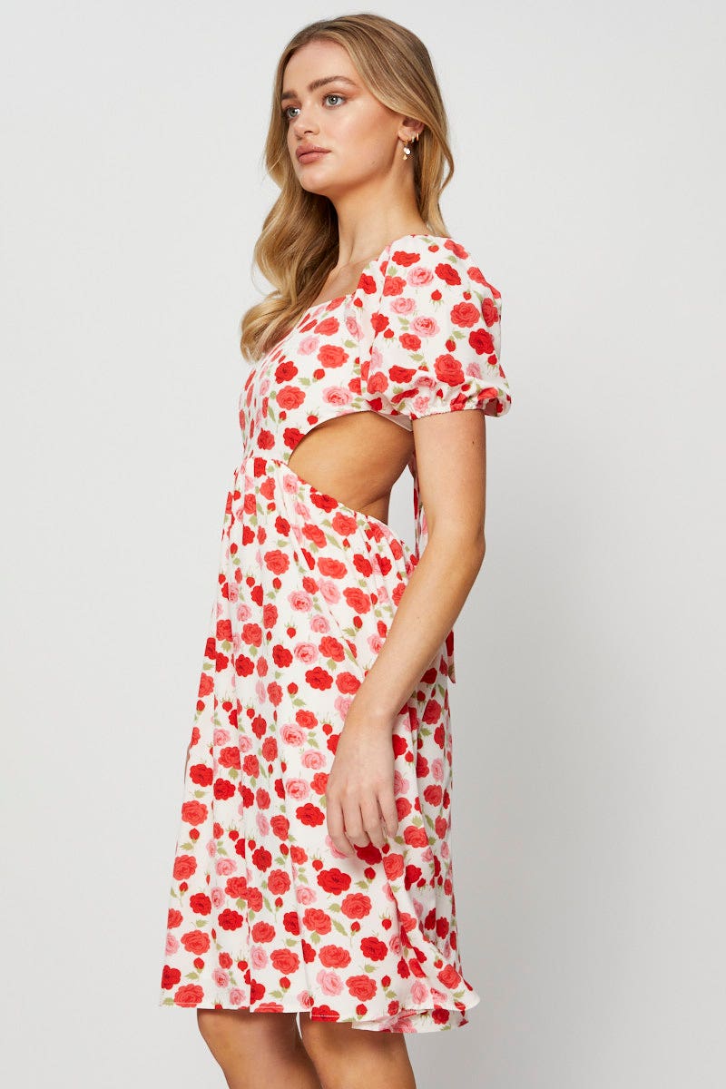 Print Mini Dress Short Sleeve