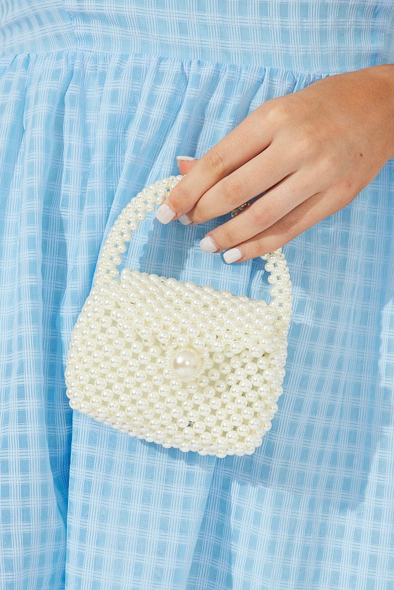 White Faux Pearl Bag