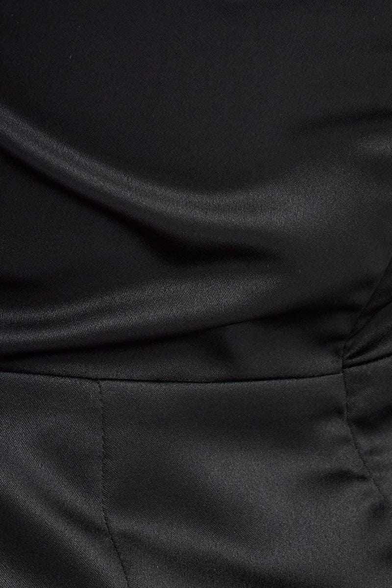 Black Rosette Flower Crossover Mini Dress