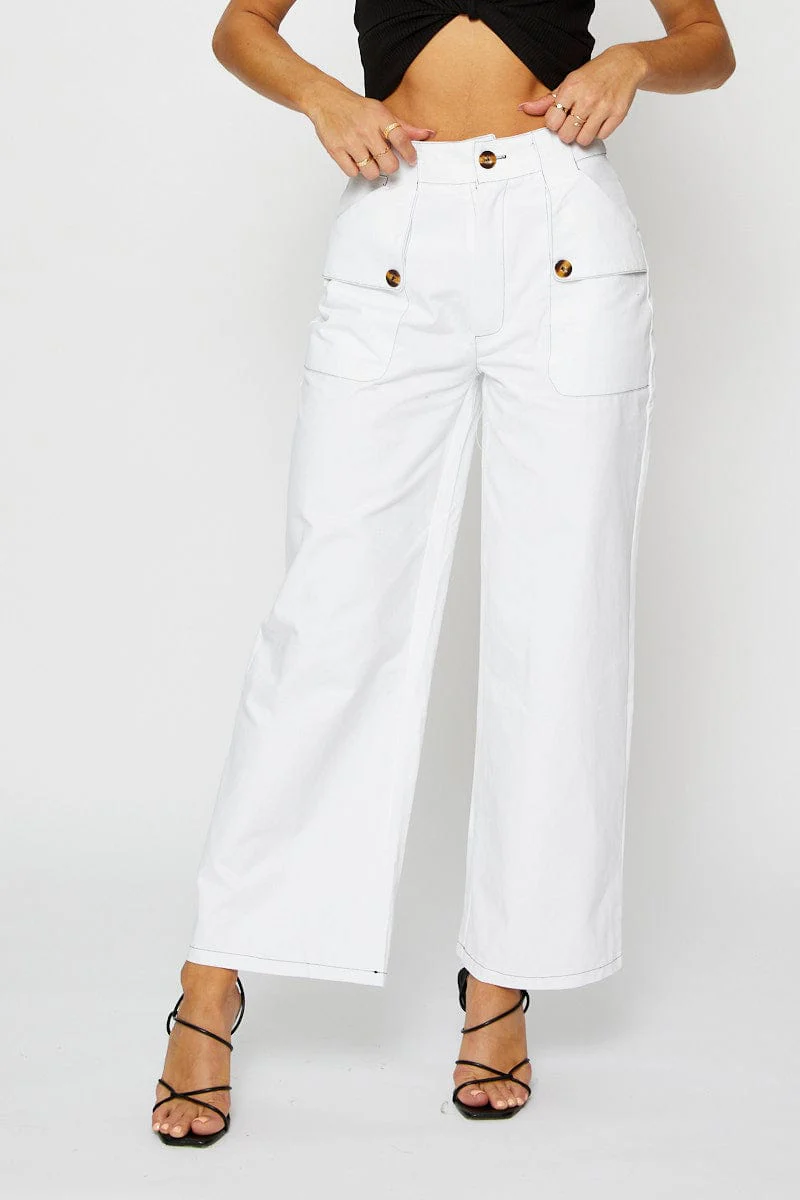 White Wide Leg Pants