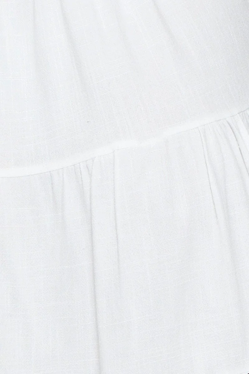 White Fit And Flare Dress Sleeveless Scoop Neck