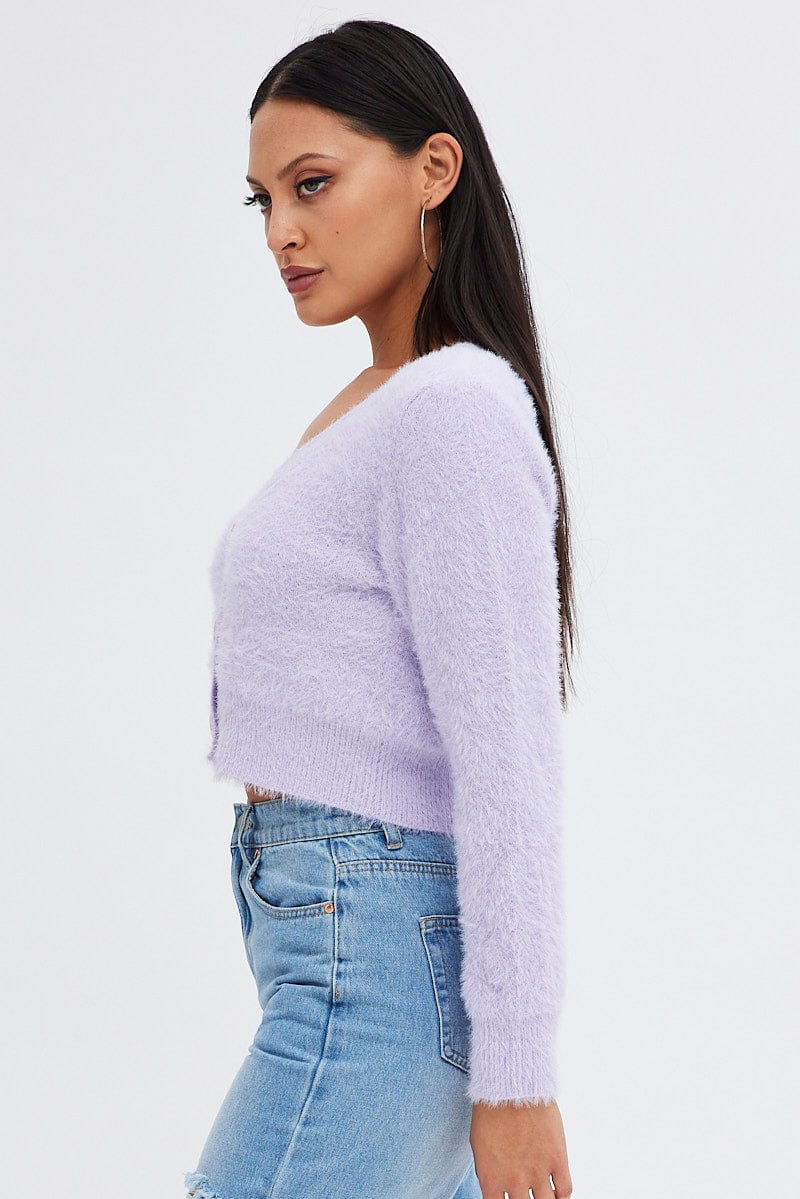 Purple Fluffy Cardigan