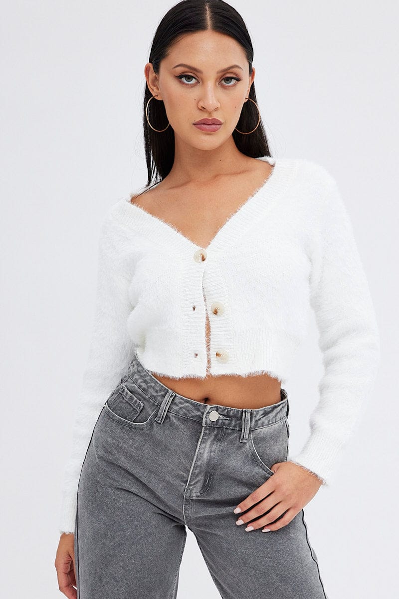 White Fluffy Cardigan