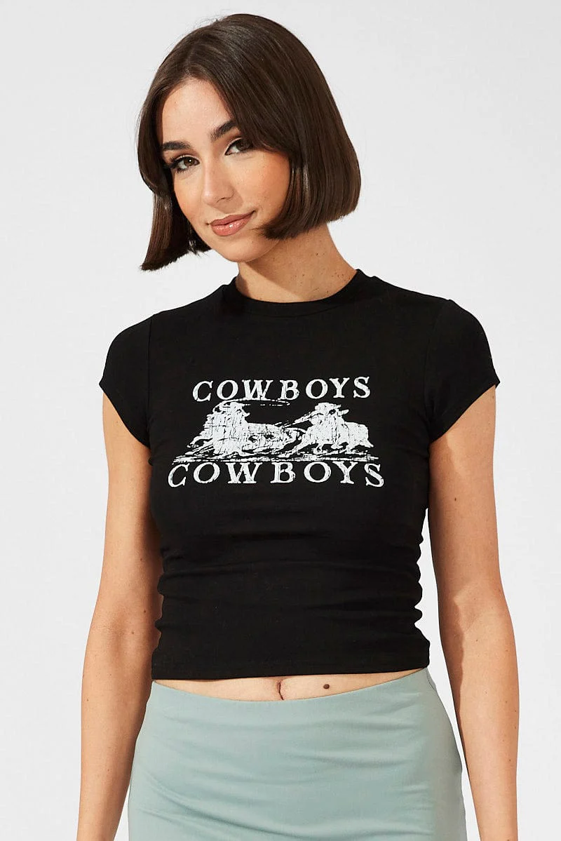 Black Graphic Tee Short Sleeve