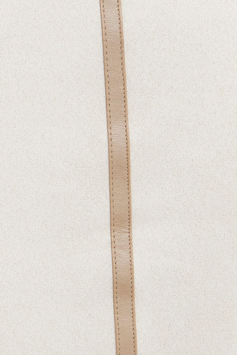 Beige Faux Fur Biker Jacket