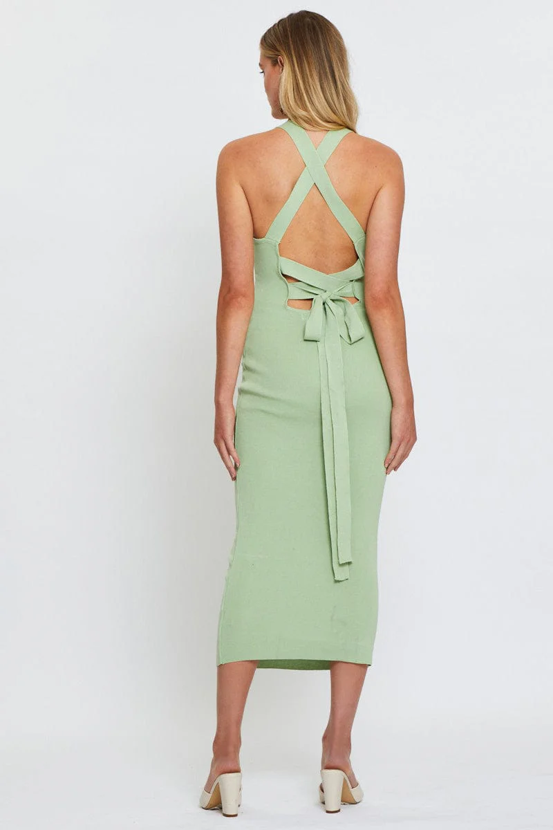 Green Maxi Dress Bodycon Knit