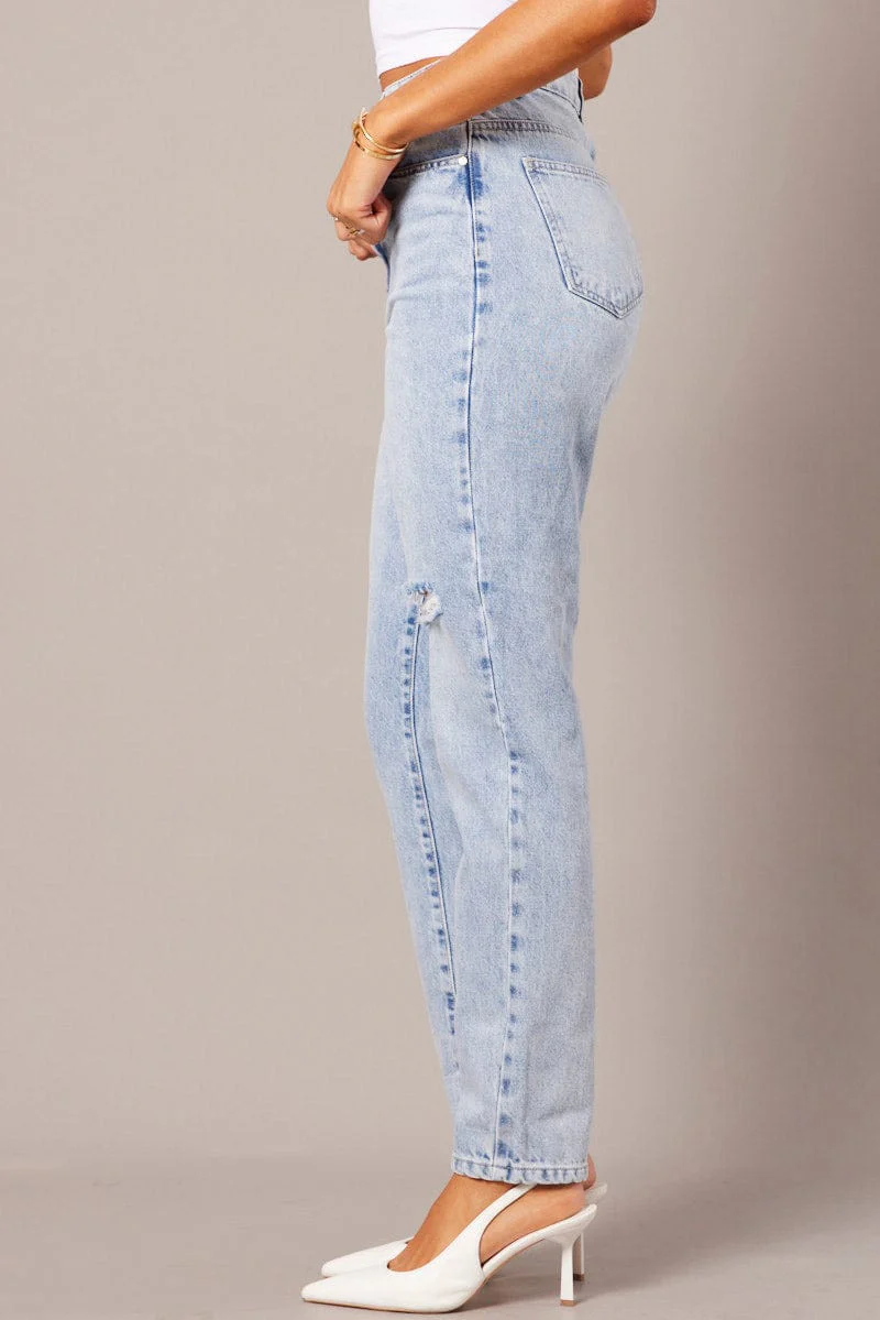 Denim Boyfriend Jean High Rise Ripped