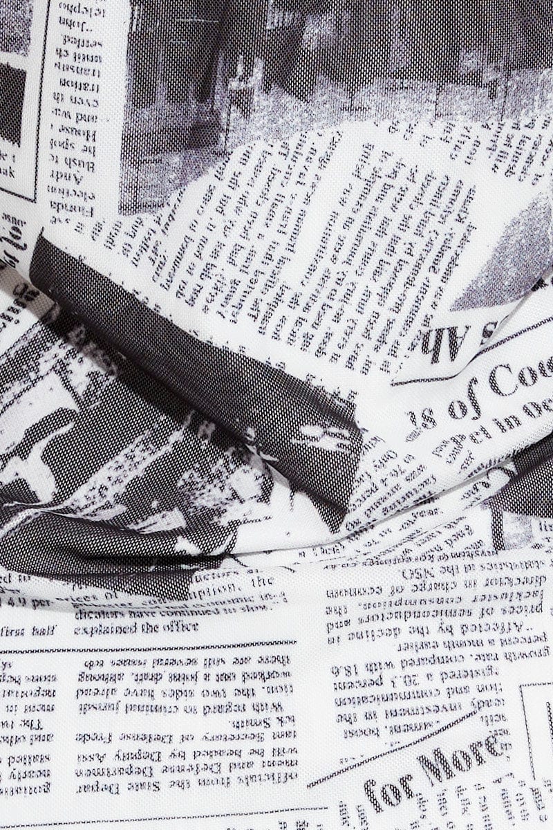 Black Print Longline Bandeau Sleeveless Print Mesh