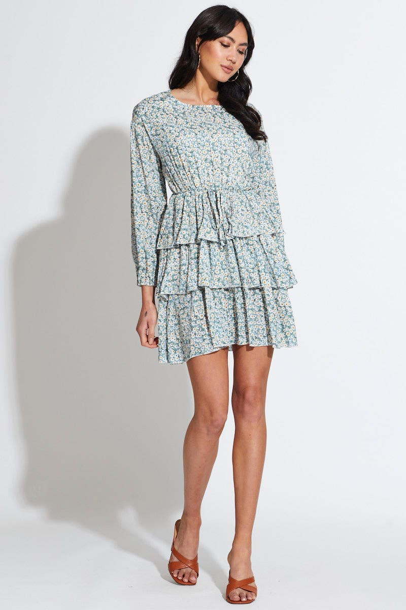Print Mini Dress Long Sleeve