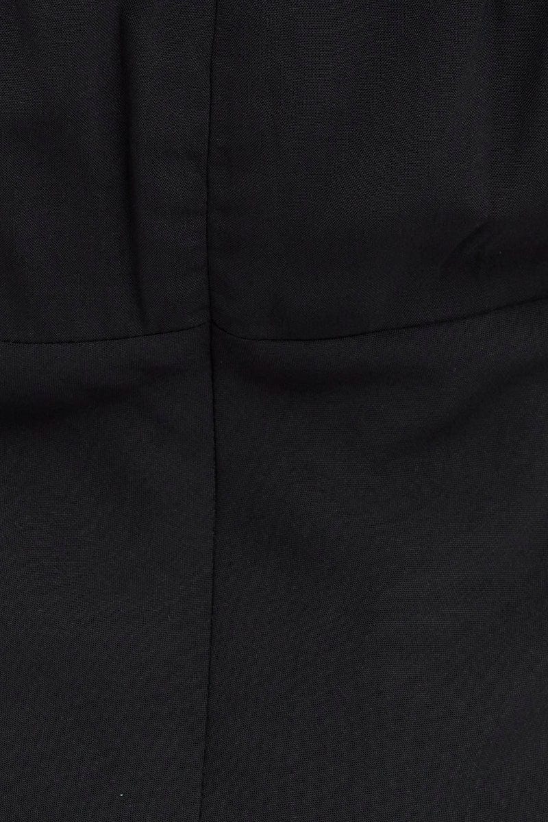 Black Midi Dress Gathering Bust Sleeveless