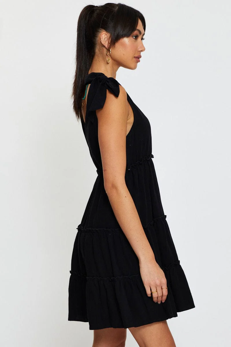 Black A Line Dress Sleeveless Mini