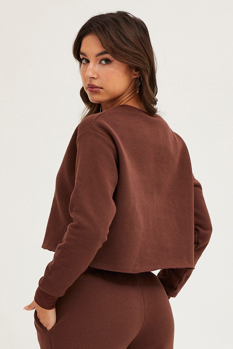 Brown Crop Sweat
