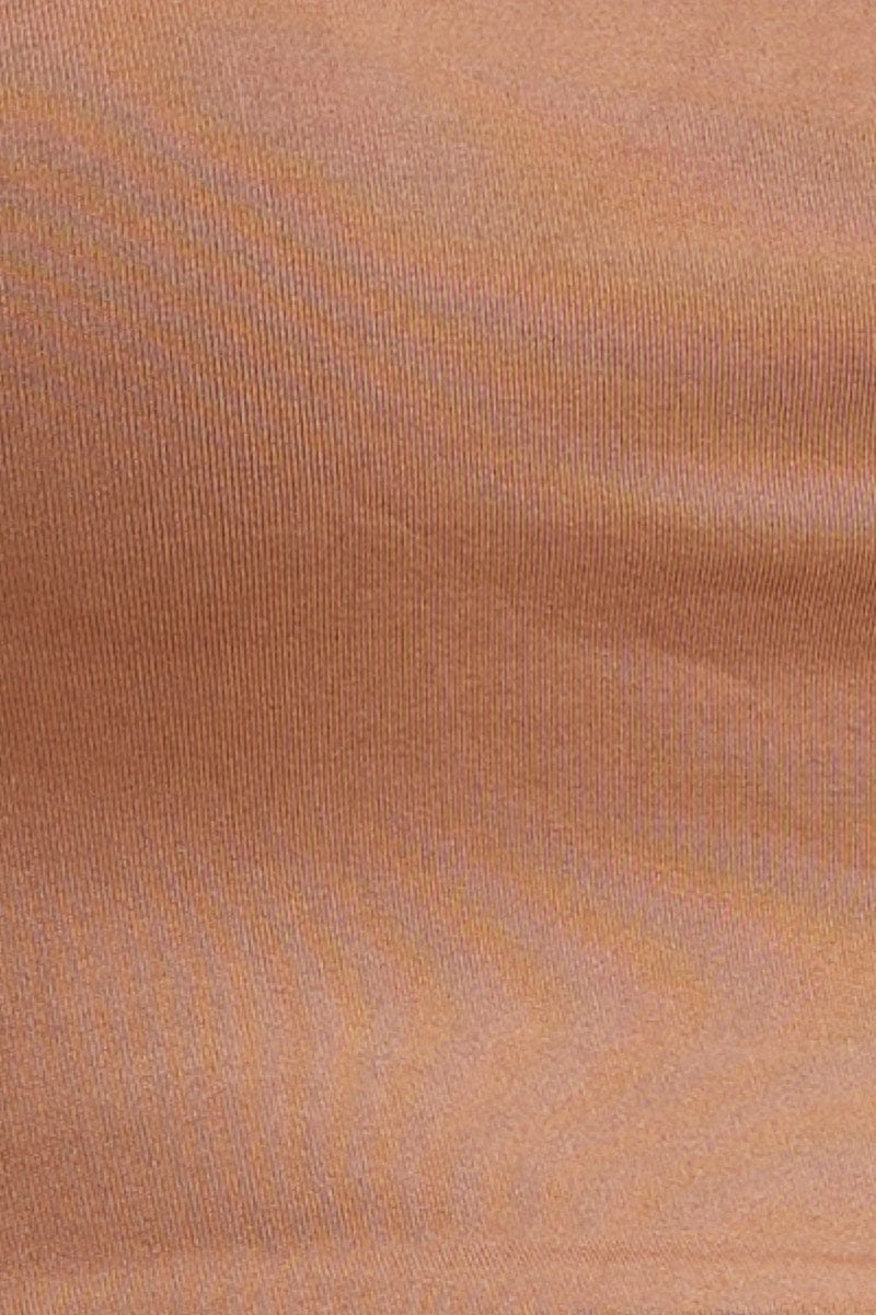 Brown Crop Cami Top Scoop Neck Sleeveless Thin Strap