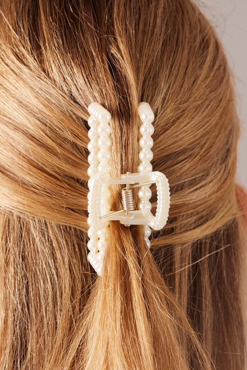 White Pearl Claw Clip