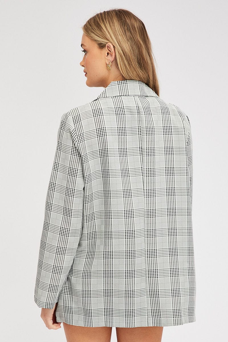 Black Check Blazer Long Sleeve