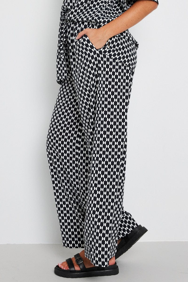 Multi Geo Wide Leg Pants High Rise
