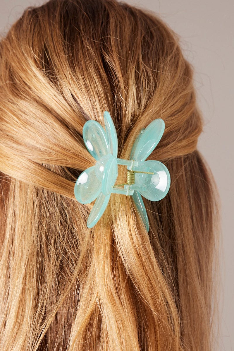 Blue Flower Claw Clip
