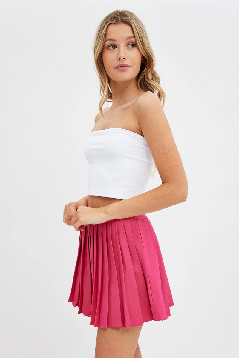 Pink Mini Skirt Tennis High Rise