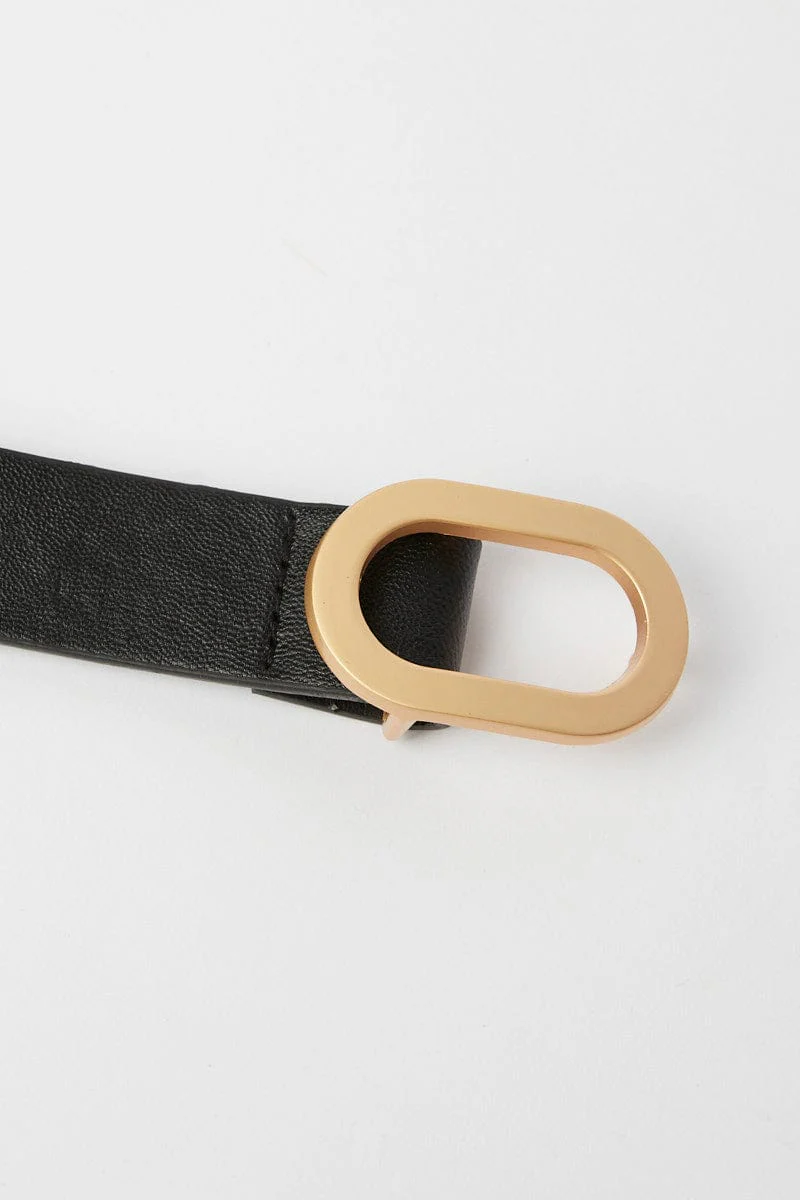 Black Oval Buckle Belts