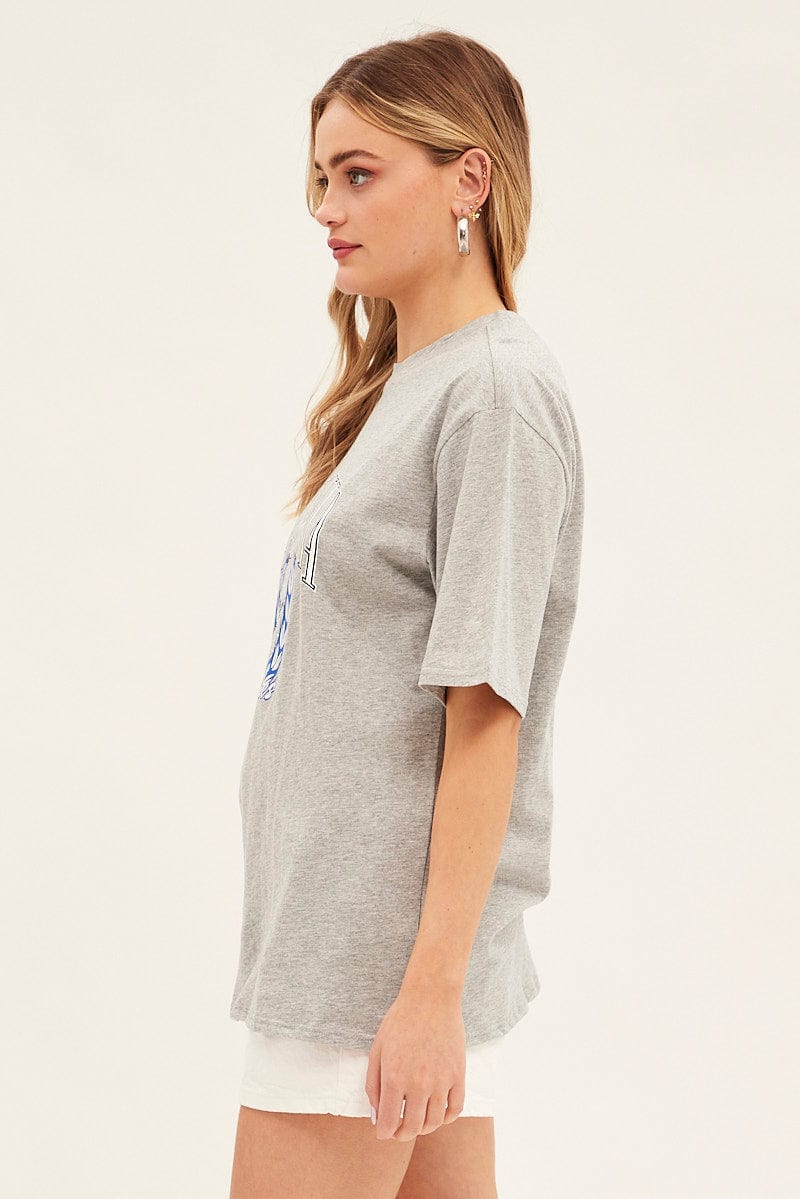 Grey T Shirt Short Sleeve Crew Neck California Eagle