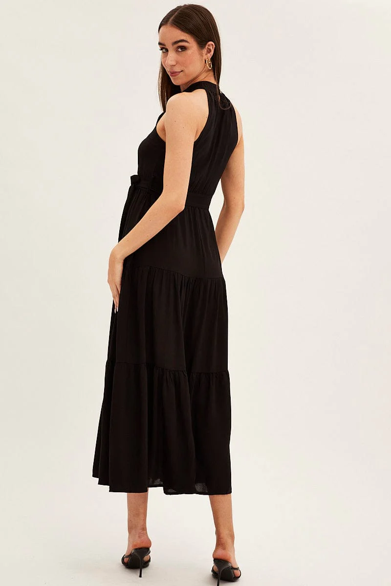 Black Halter Neck Maxi Dress