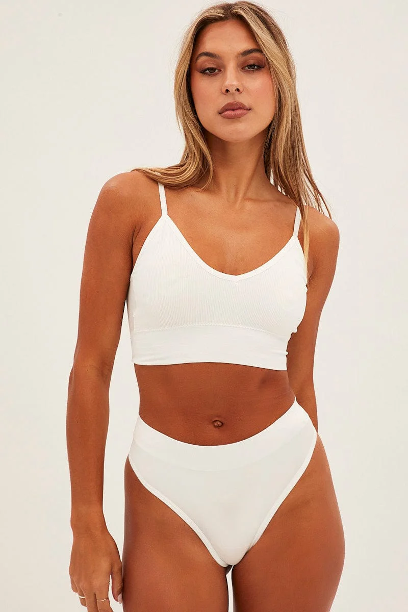 White Seamless Lingerie Set