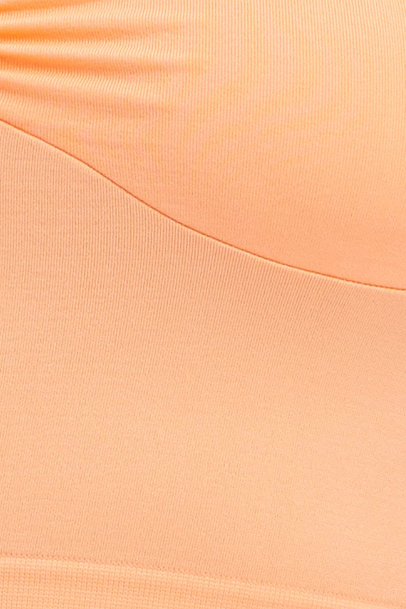 Brown Singlet Crop Top Seamless