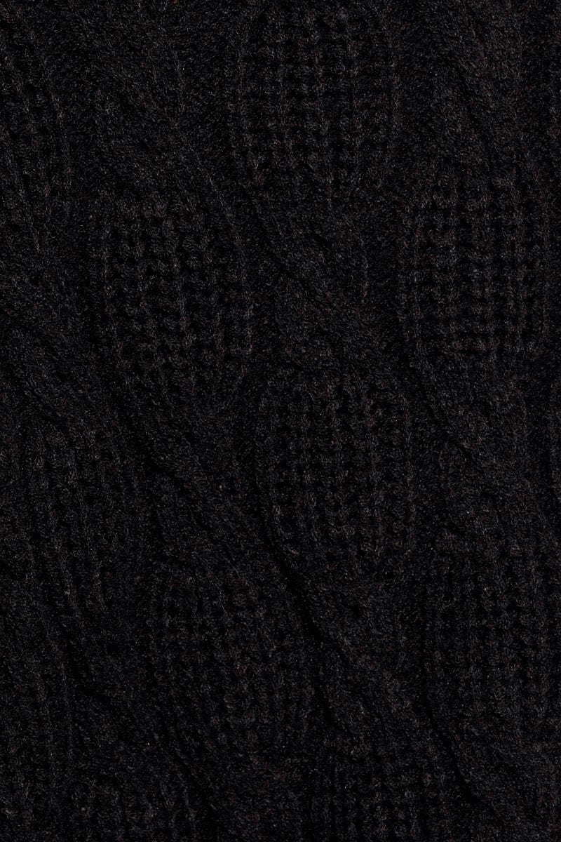 Black Oversized Cable Knit Cardigan