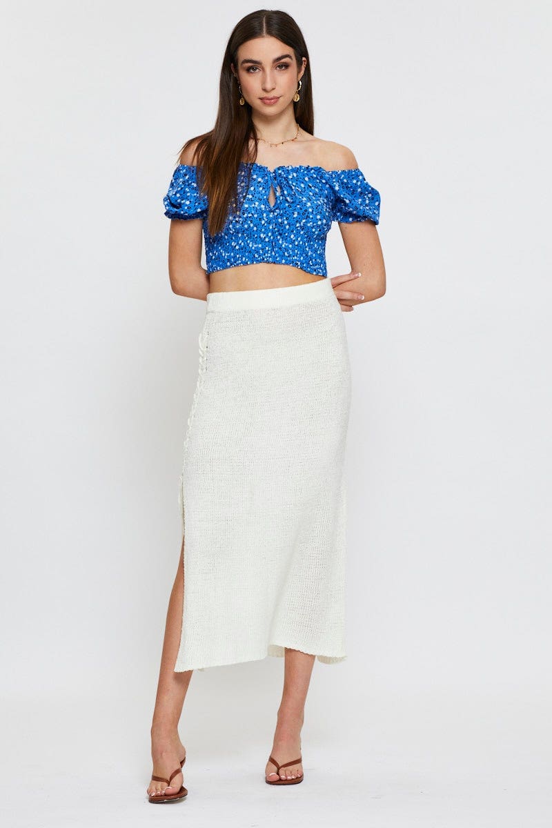 Print Crop Top Short Sleeve Sweetheart