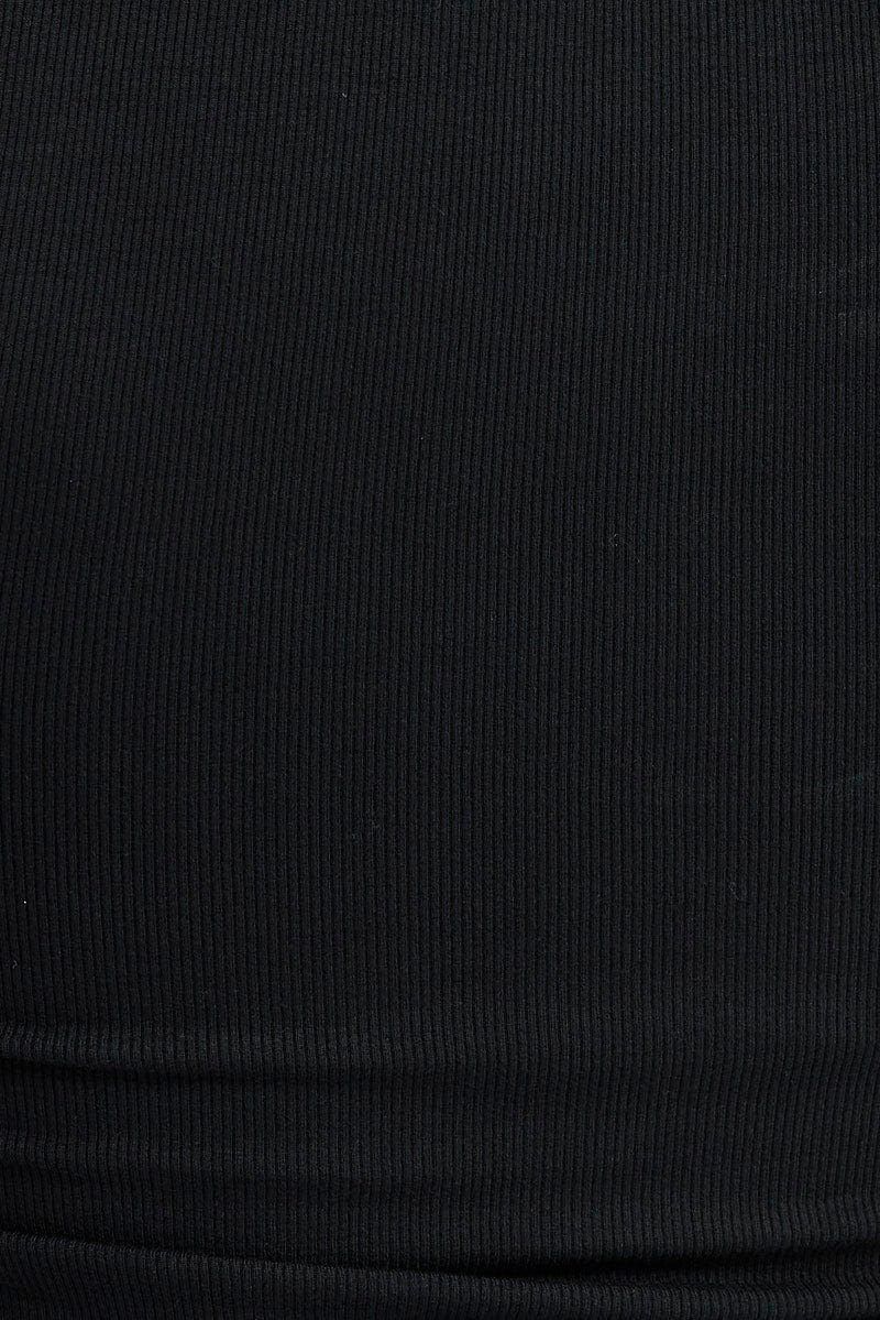 Black Mini Dress Long Sleeve Side Ruched Bodycon