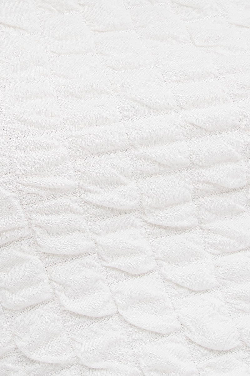 White Tank Top Sleeveless Crew Neck Textured Jersey