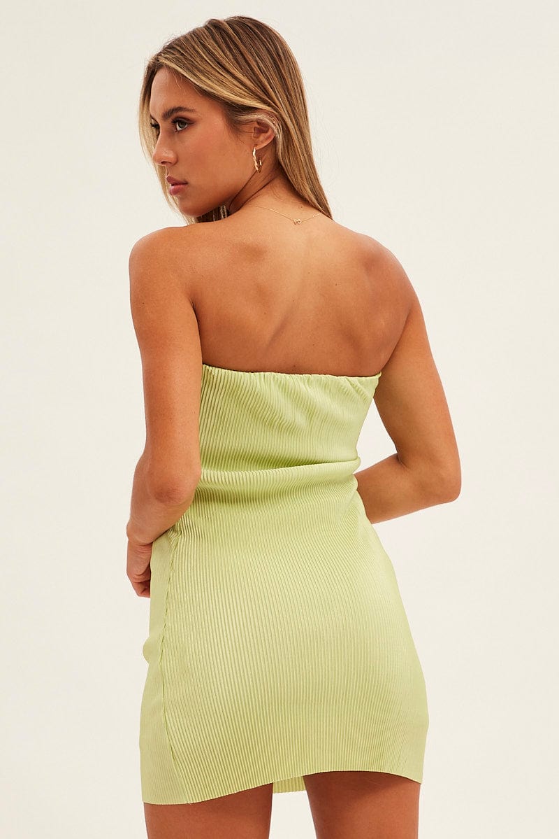 Green Plisse Dress Mini Bandeau