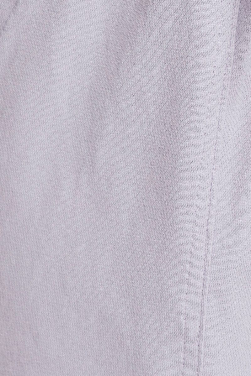 Purple Tie Front Elastic Waist Track Short