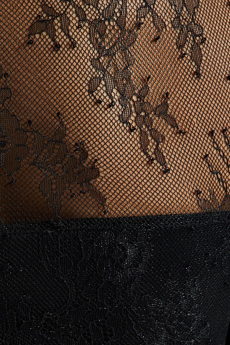 Black Lace Dress Long Sleeve Ruffle Cuff Corset Dress