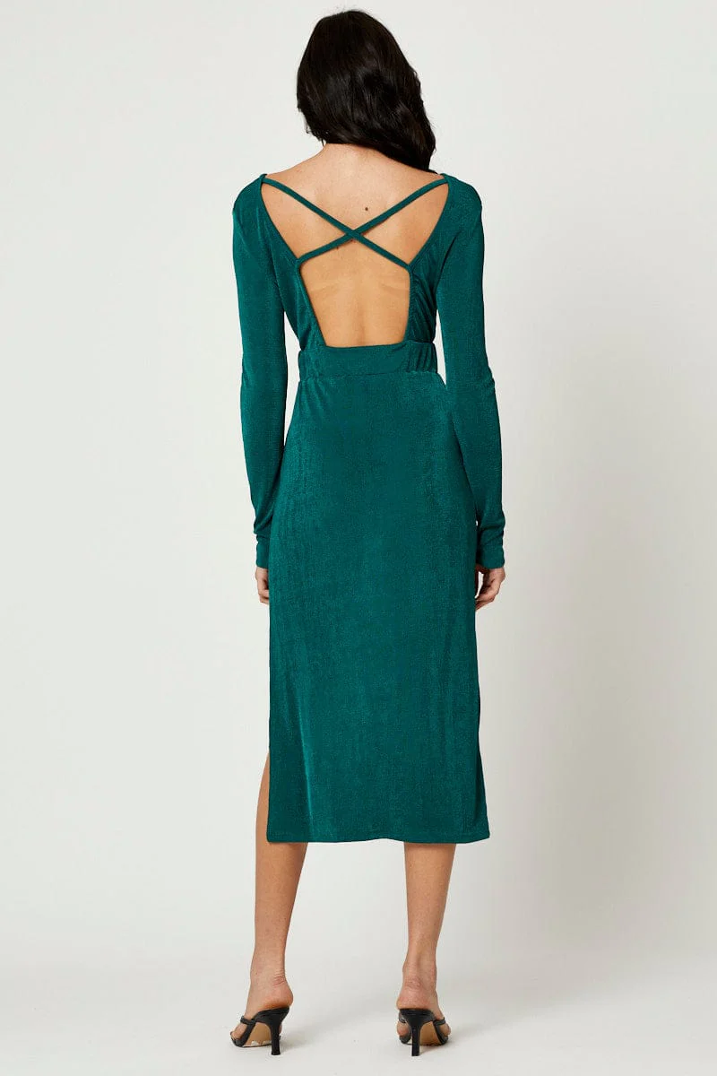 Green Slinky Jersey Bodycon Dress