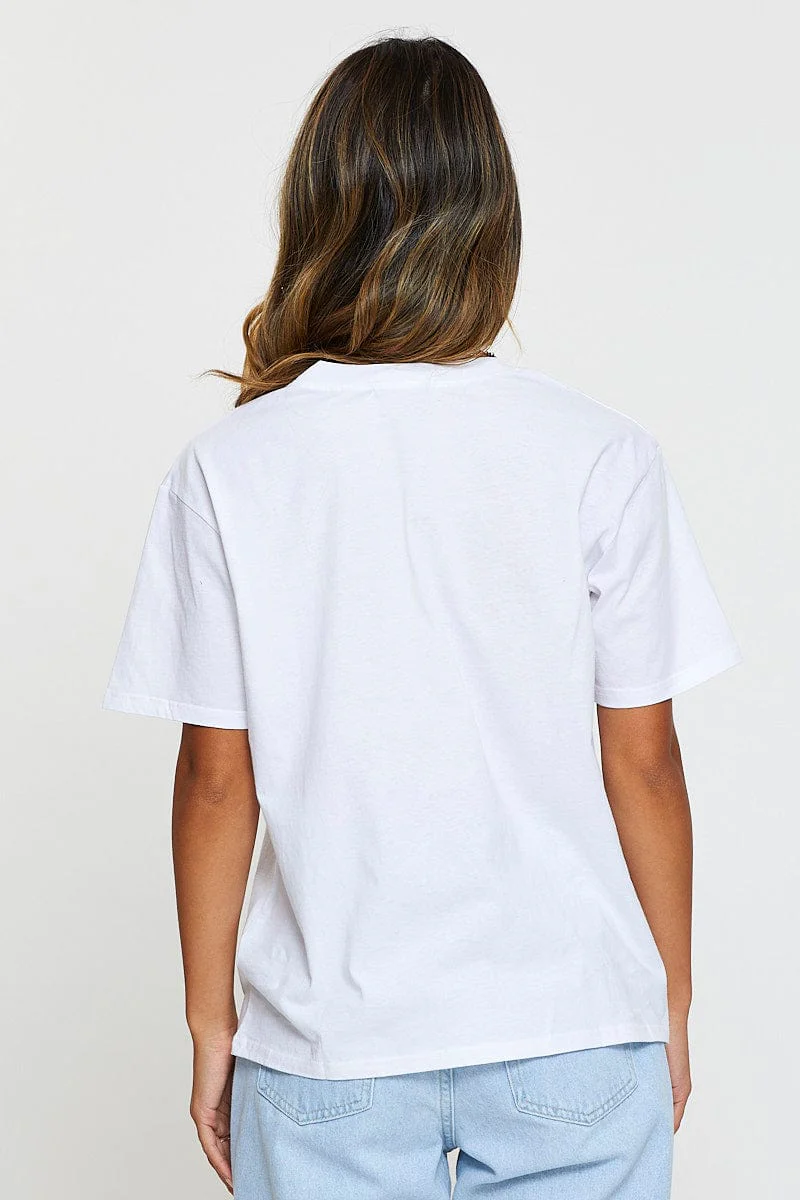 White Graphic T Shirt Short Sleeve