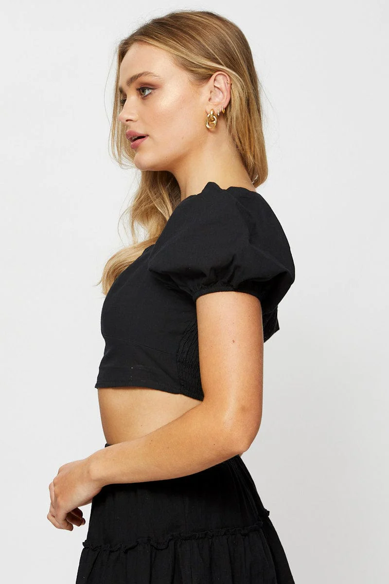 Black Crop Top Short Sleeve
