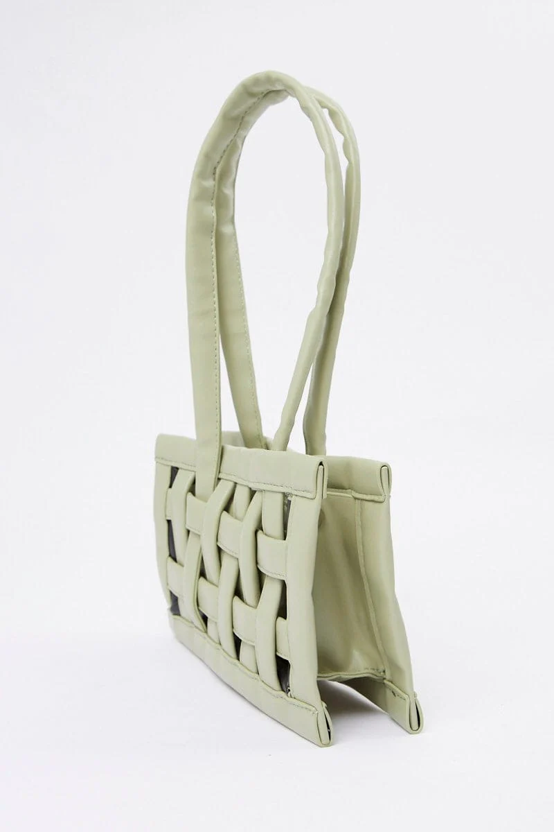 Green Woven Detail Handbag