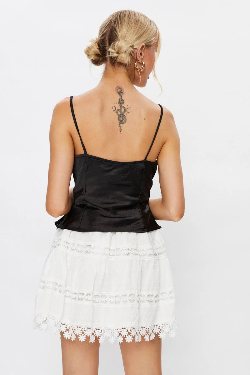 Black Satin Cami Top