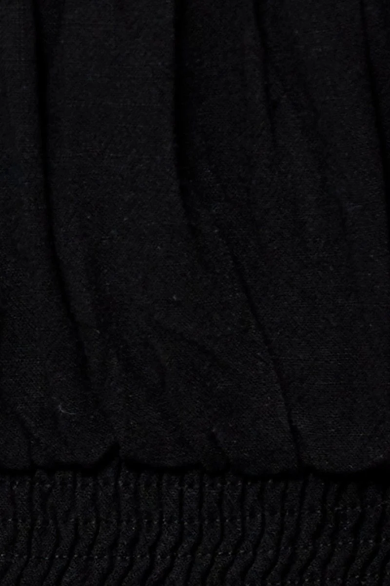 Black Puff Sleeve Top Short Sleeve Crop