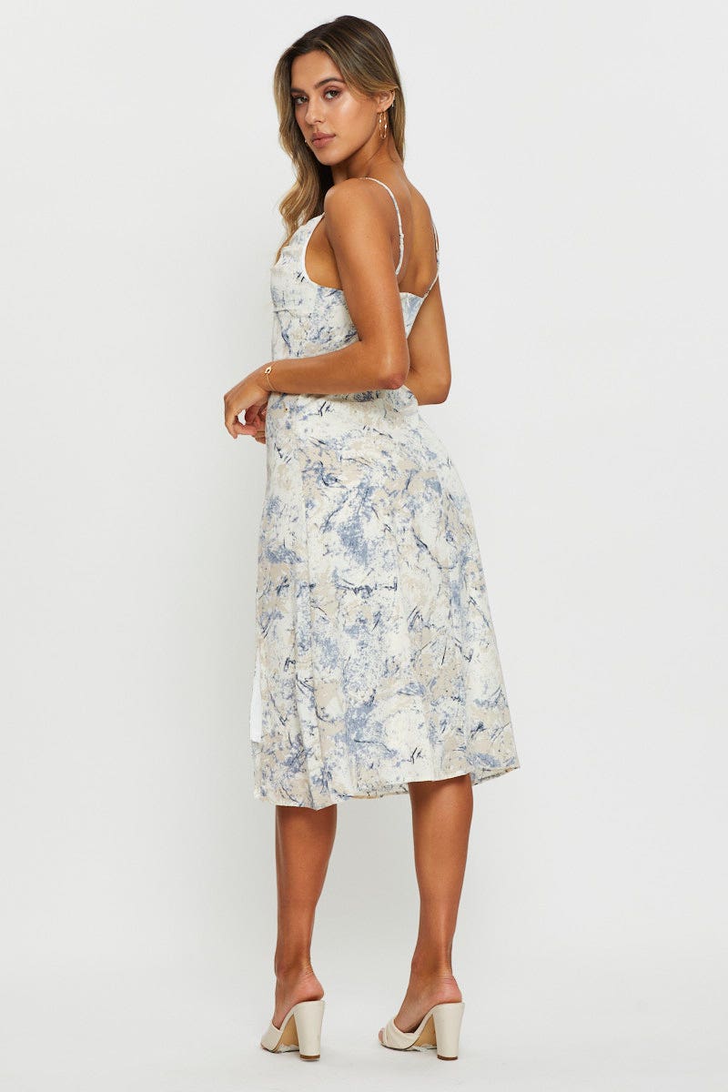 Print Slip Dress Midi