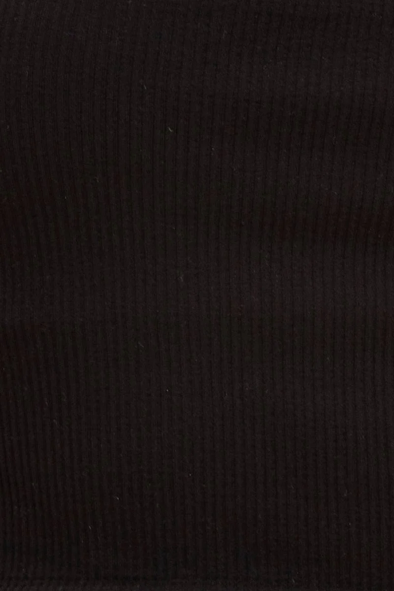 Black Seamless Singlet Top Scoop Neck Rib Crop