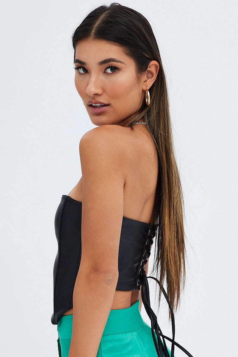 Black Faux Leather Corset